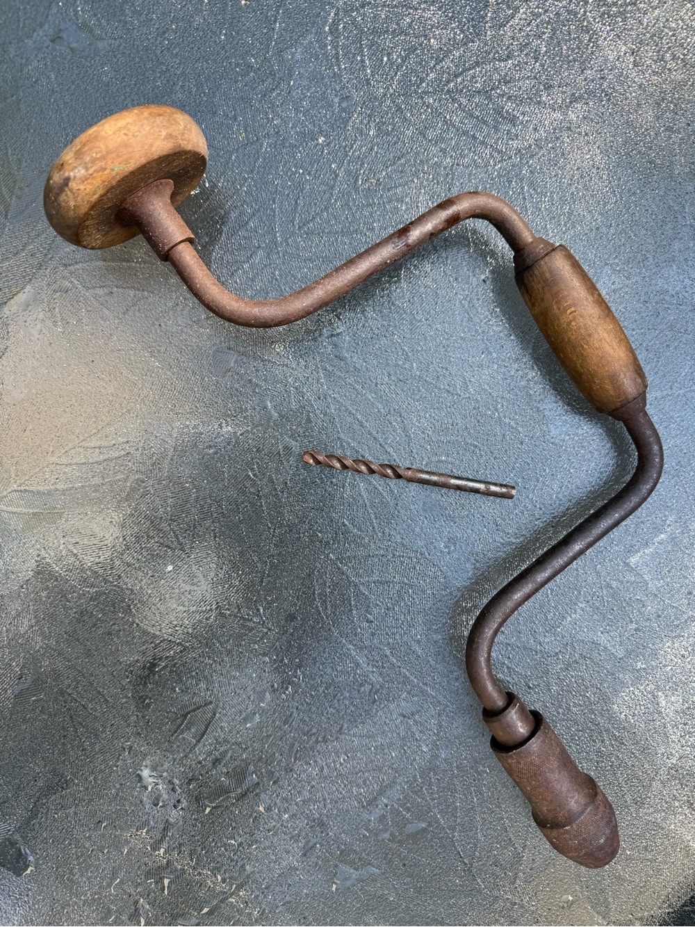 Vintage Hand Brace Drill with drill bit Patina Finish - Unbranded